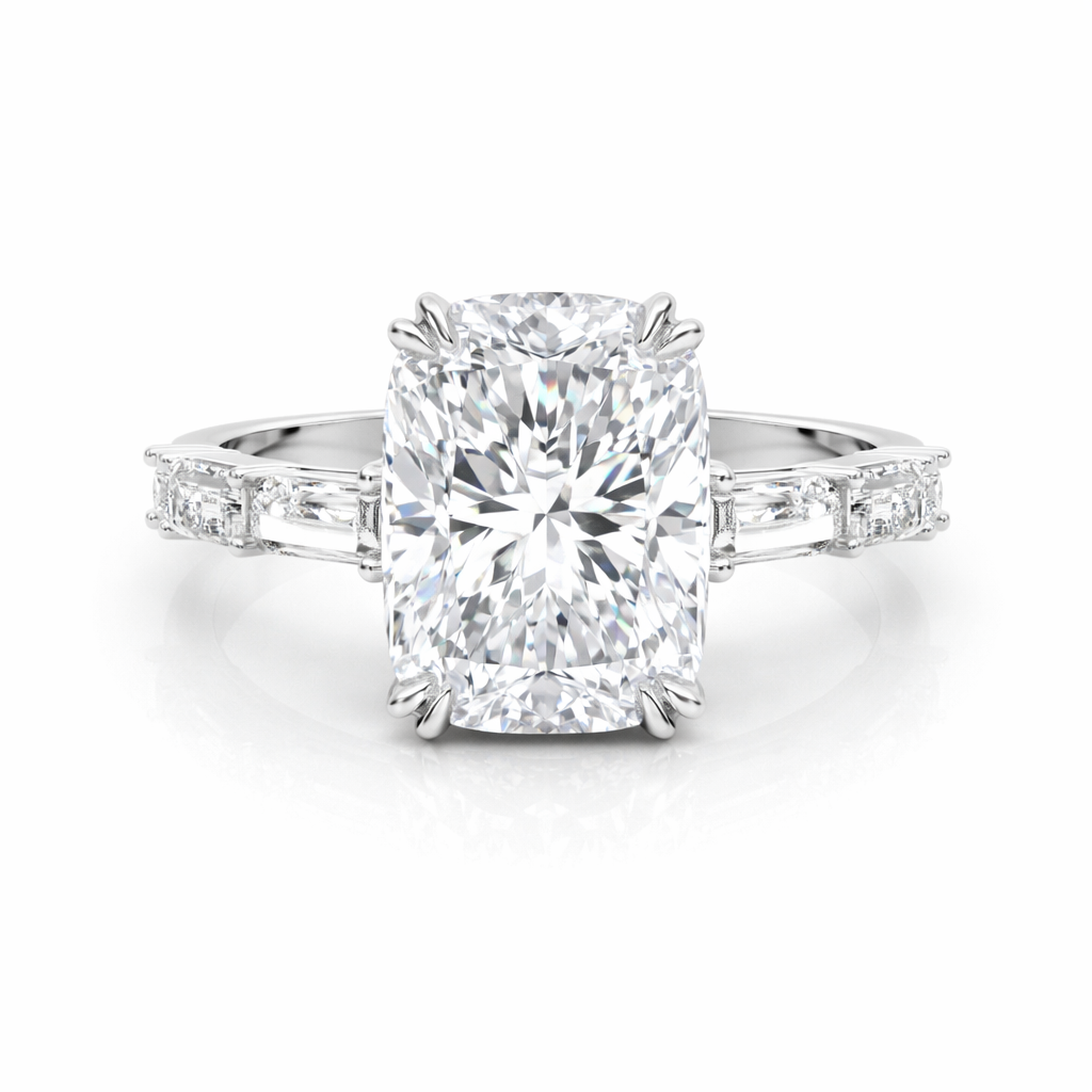 Cushion Baguette Engagement Ring