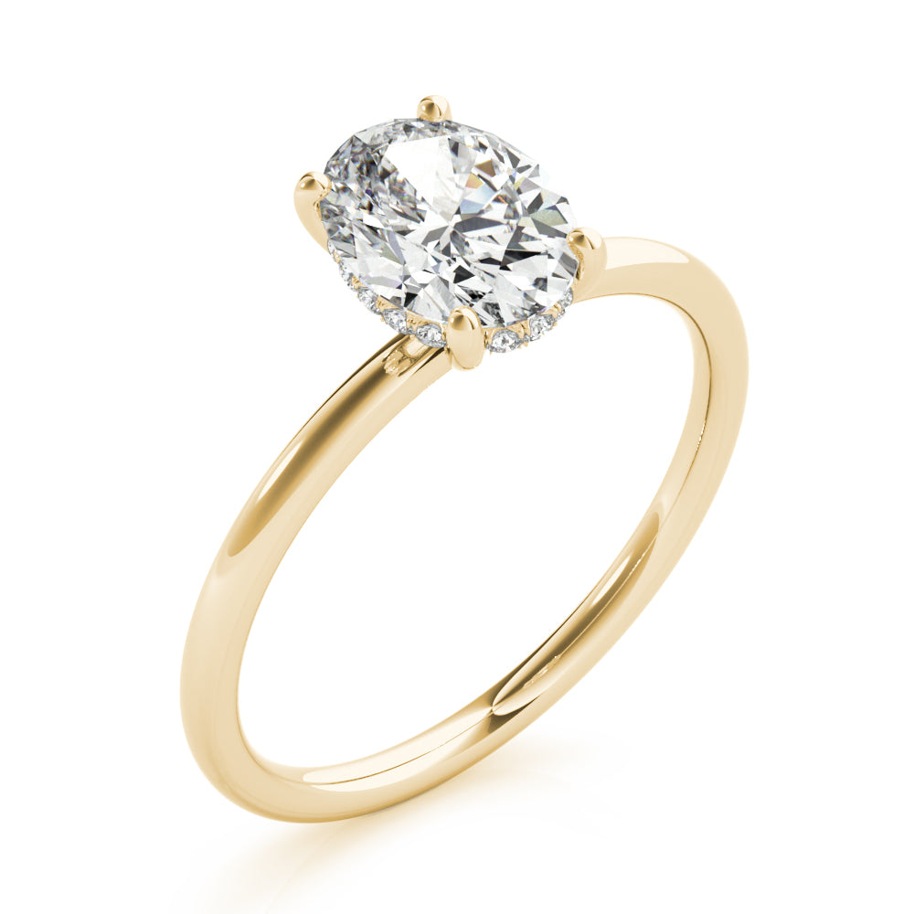 Oval with Hidden Halo Engagement Ring