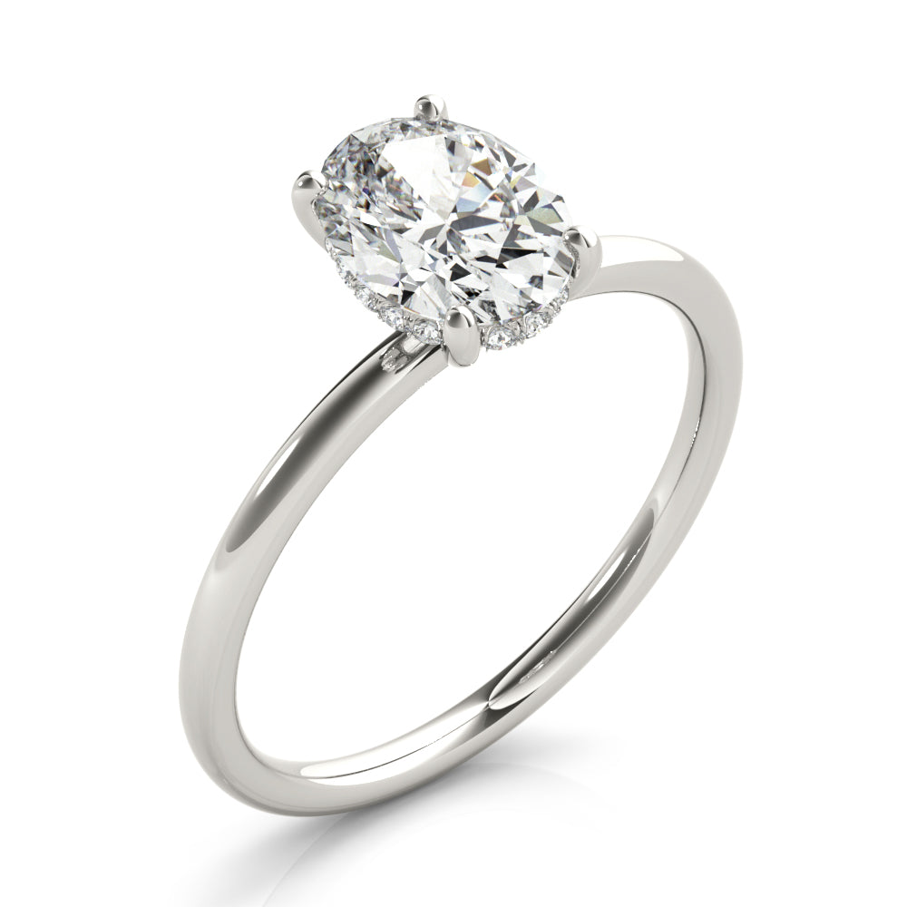 Oval with Hidden Halo Engagement Ring