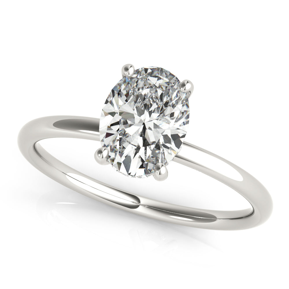 Oval with Hidden Halo Engagement Ring