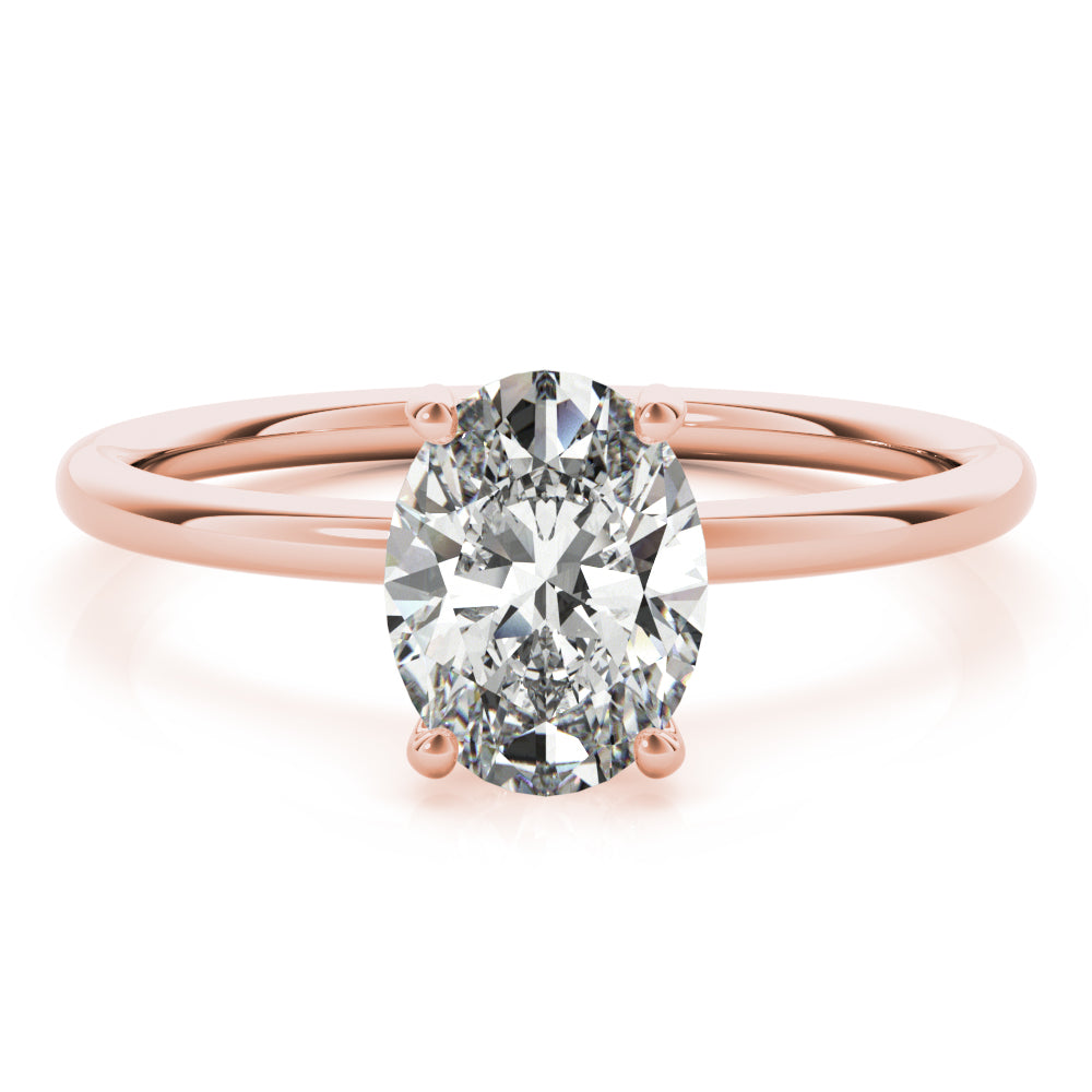 Oval with Hidden Halo Engagement Ring