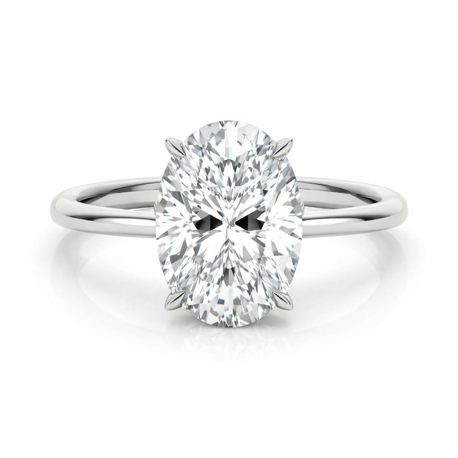 Oval with Hidden Halo Engagement Ring