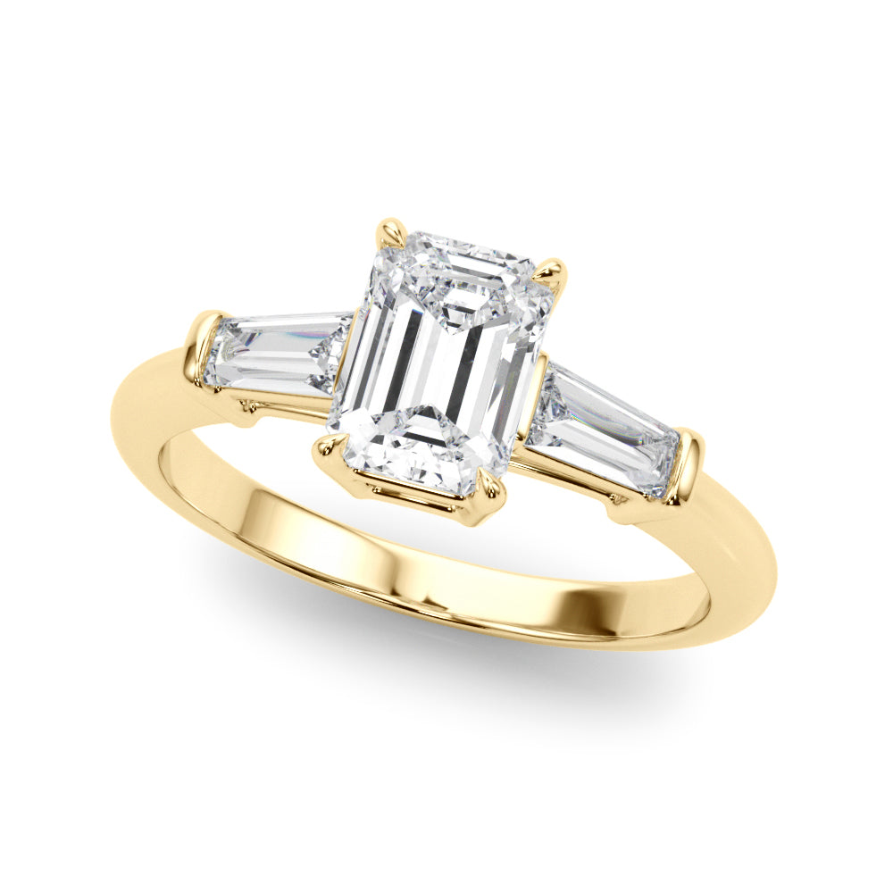 Baguette 3-Stone Emerald Cut Engagement Ring