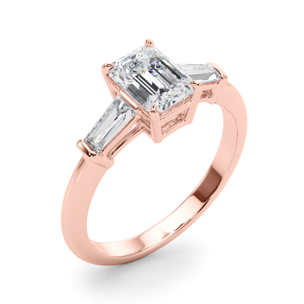 Baguette 3-Stone Emerald Cut Engagement Ring