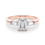 Baguette 3-Stone Emerald Cut Engagement Ring