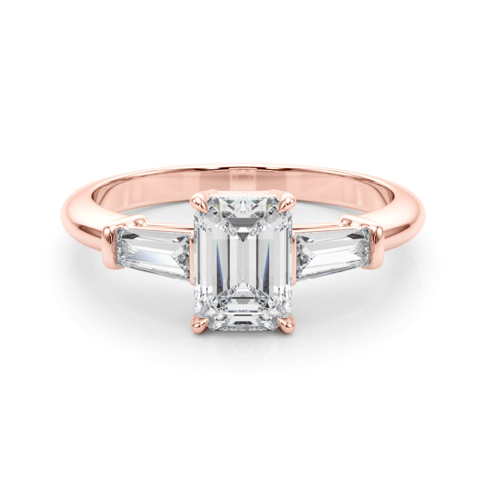 Baguette 3-Stone Emerald Cut Engagement Ring