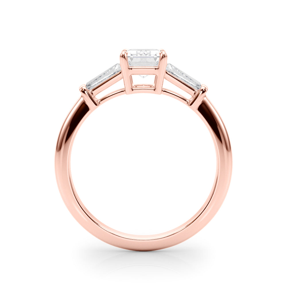 Baguette 3-Stone Emerald Cut Engagement Ring
