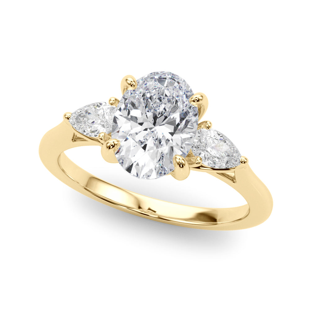 Elegant three stone Oval with Pear Accents