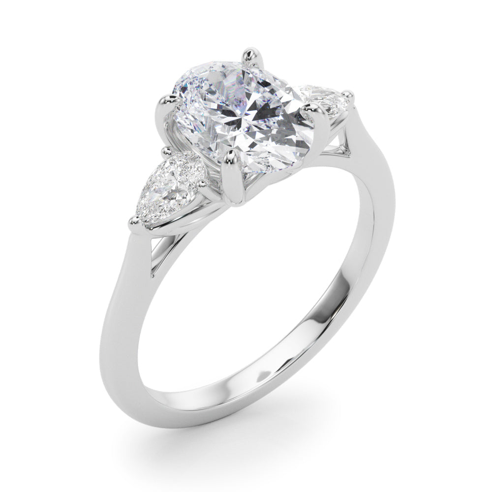 Elegant three stone Oval with Pear Accents