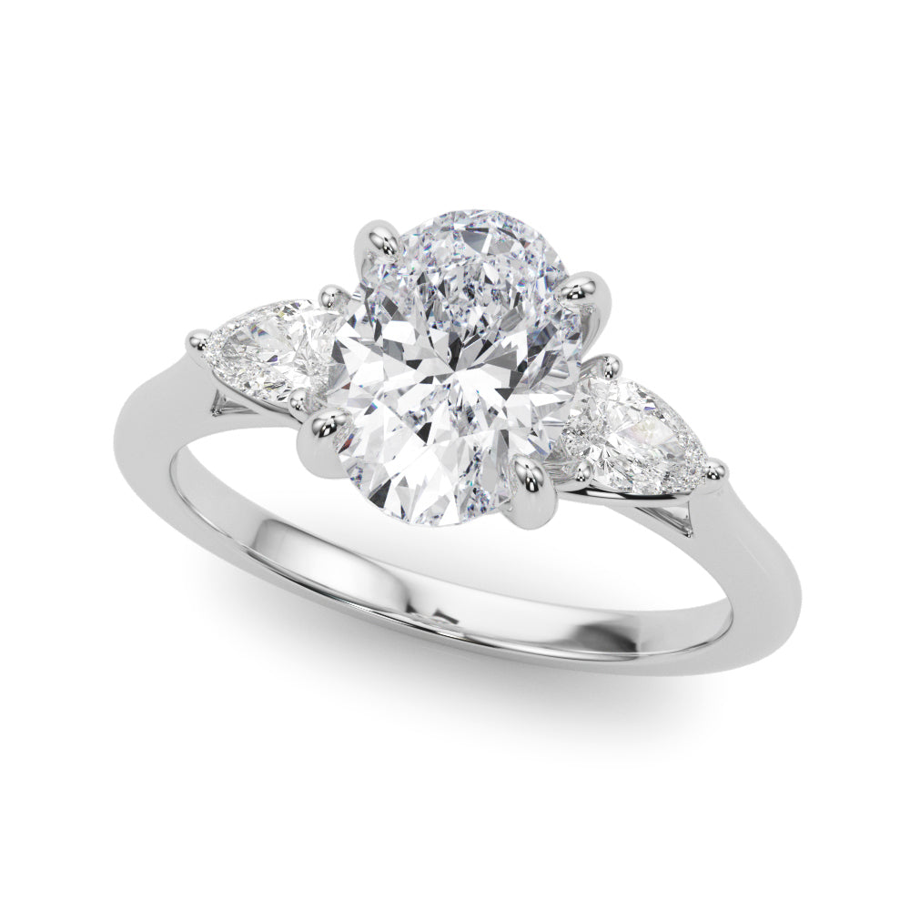 Elegant three stone Oval with Pear Accents