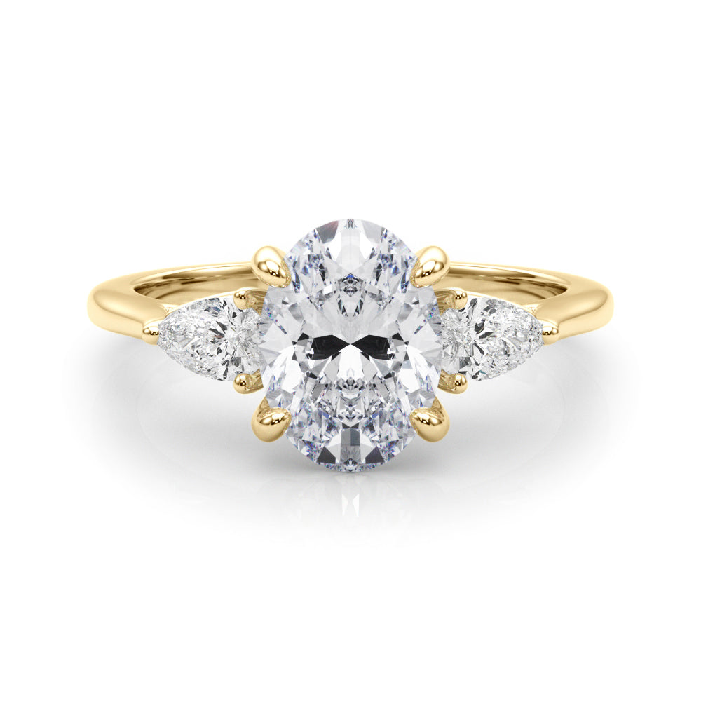 Elegant three stone Oval with Pear Accents