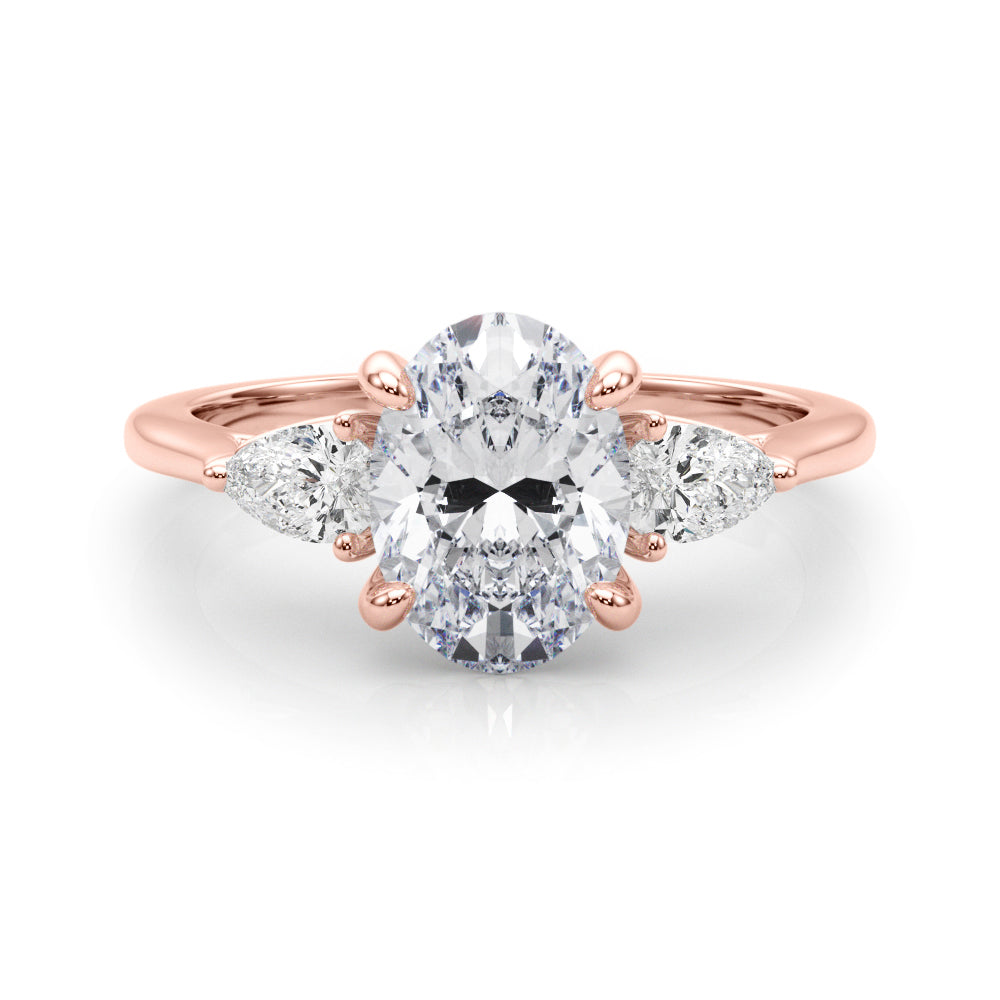 Elegant three stone Oval with Pear Accents