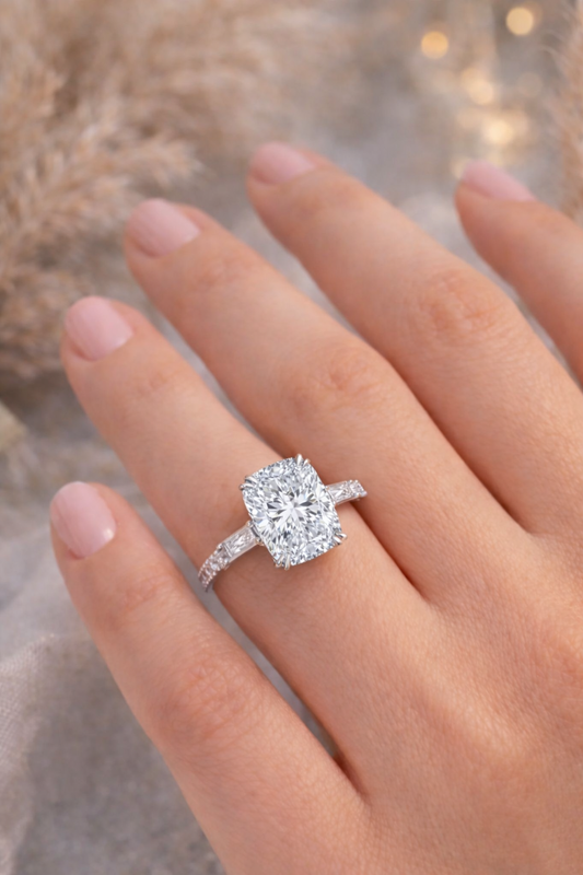 Cushion Baguette Engagement Ring