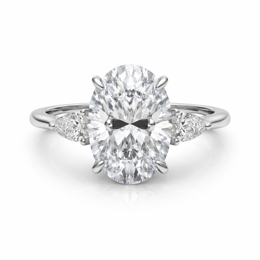 Elegant three stone Oval with Pear Accents