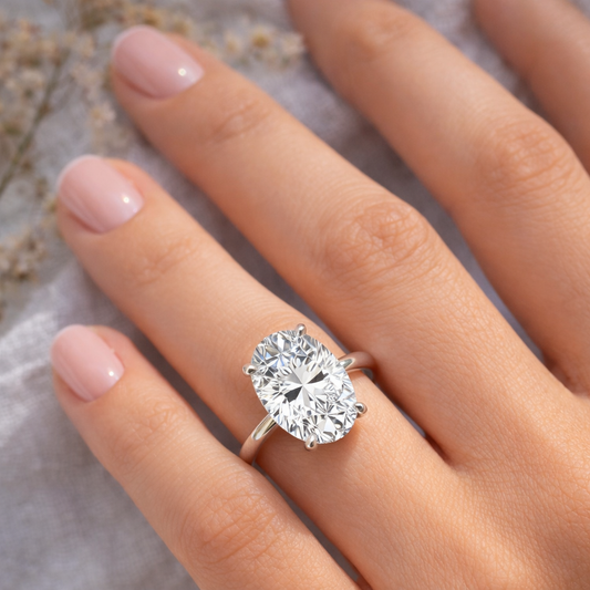 Oval with Hidden Halo Engagement Ring