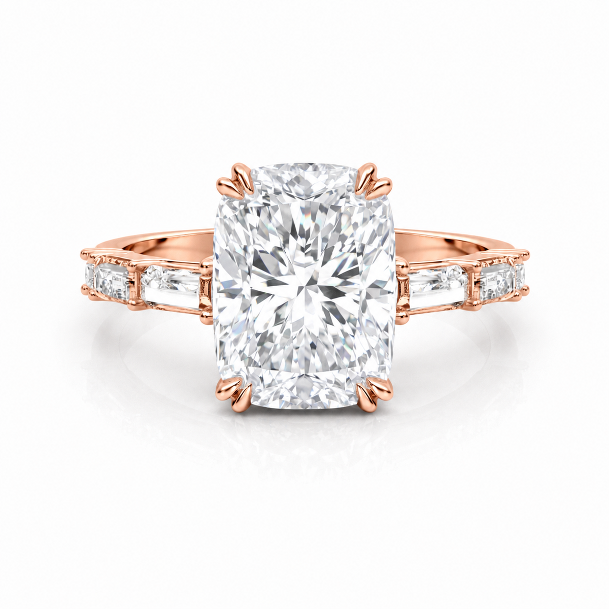 Cushion Baguette Engagement Ring