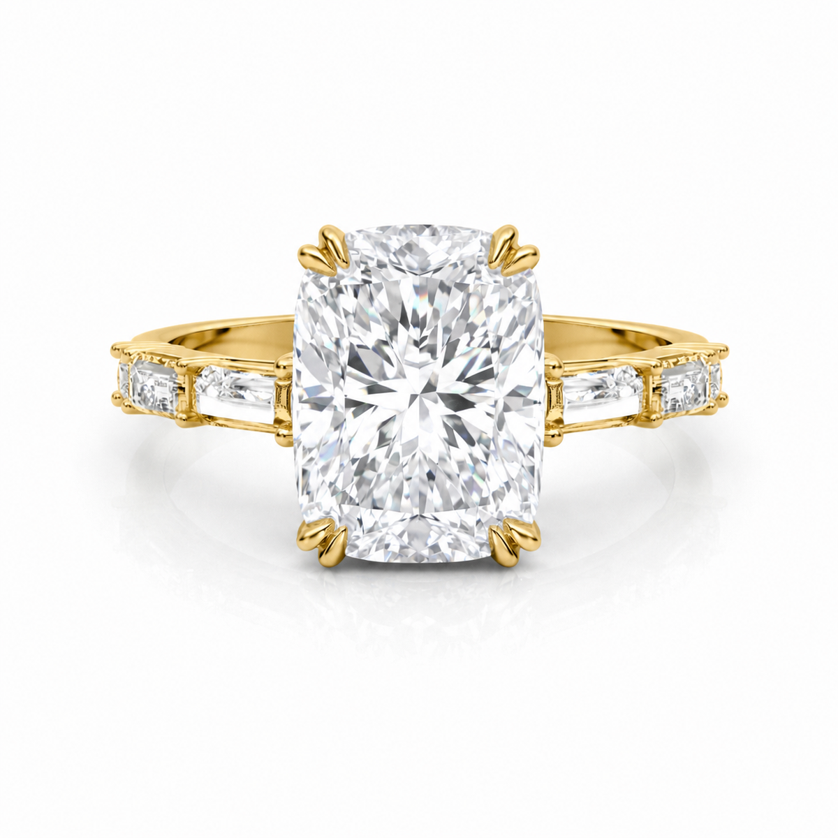 Cushion Baguette Engagement Ring