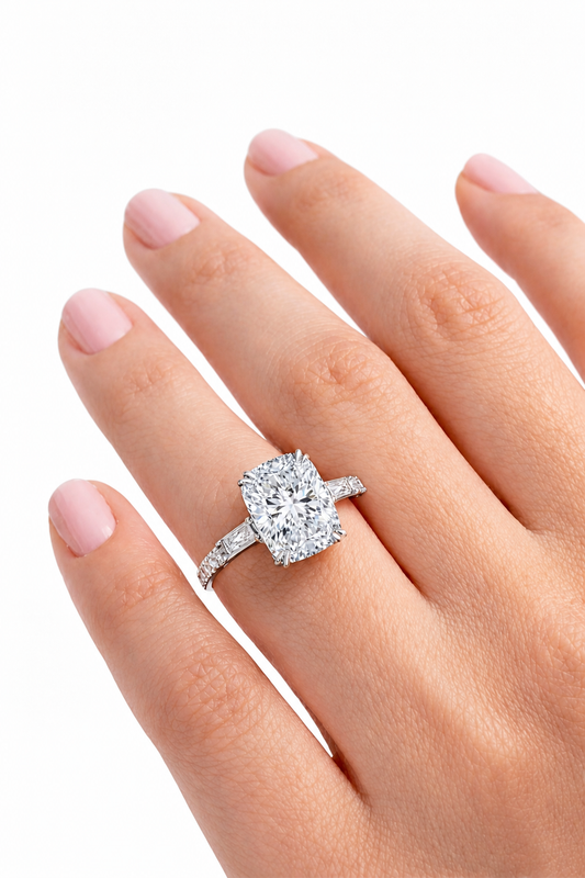 Cushion Baguette Engagement Ring