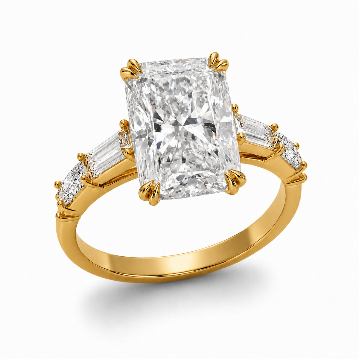 Cushion Baguette Engagement Ring