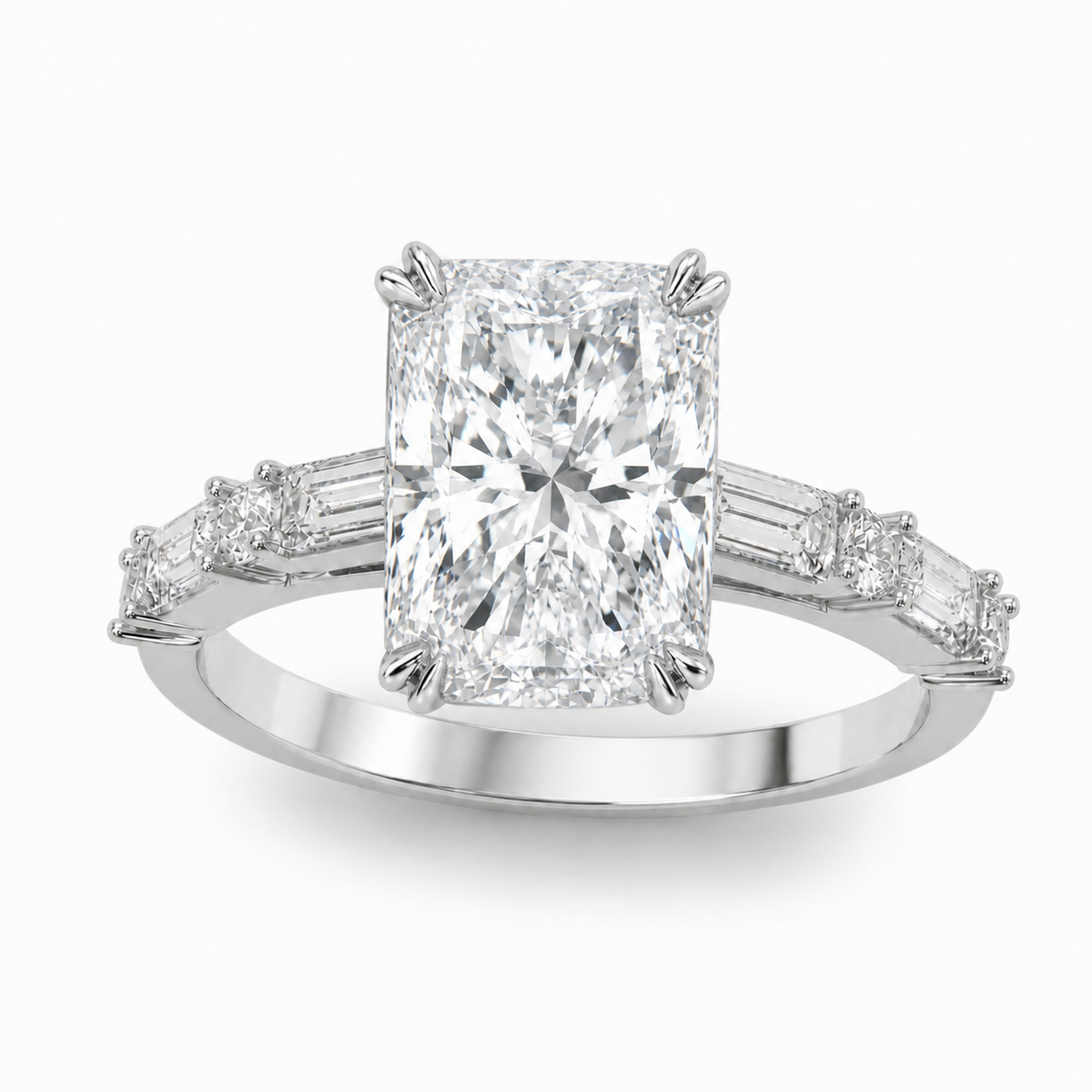 Cushion Baguette Engagement Ring